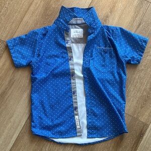 Kids Blue Polka Dot Button Down Shirt